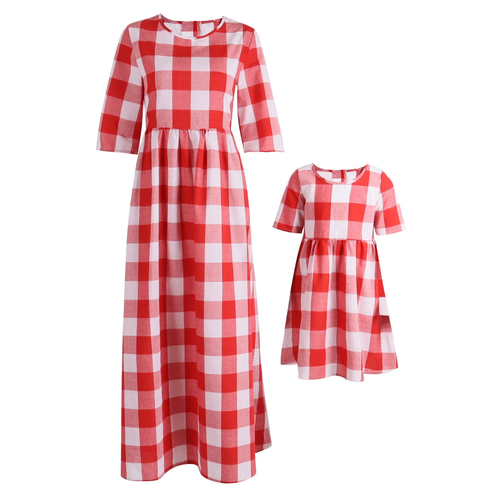 Half Sleeve Mommy and Me Dresses for Mother and Daughter Matching Sets