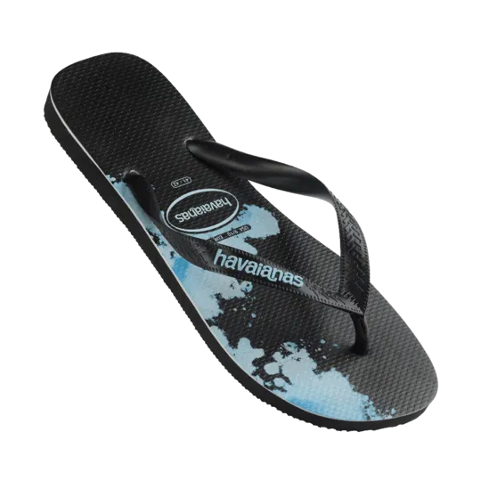 Havaianas Top Print Amp Thongs - Black/Blue