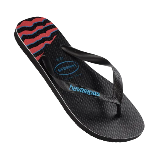 Havaianas Top Print Splice Thongs - Black/Black