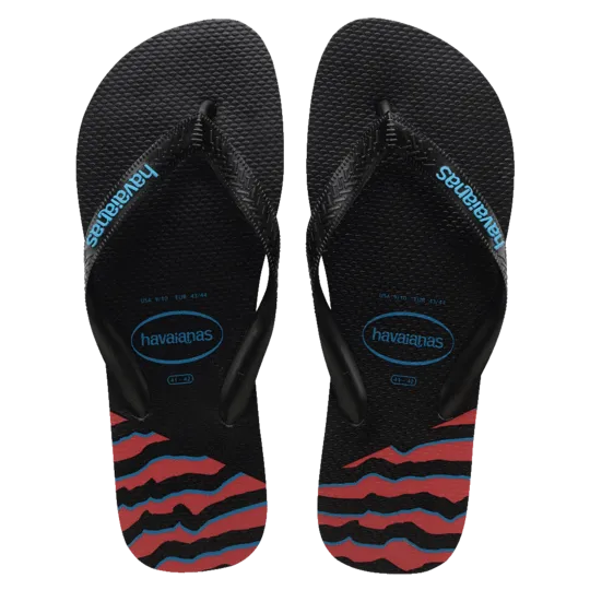 Havaianas Top Print Splice Thongs - Black/Black