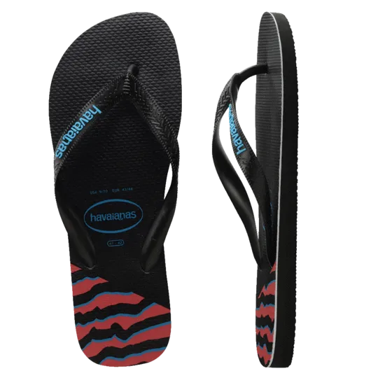 Havaianas Top Print Splice Thongs - Black/Black