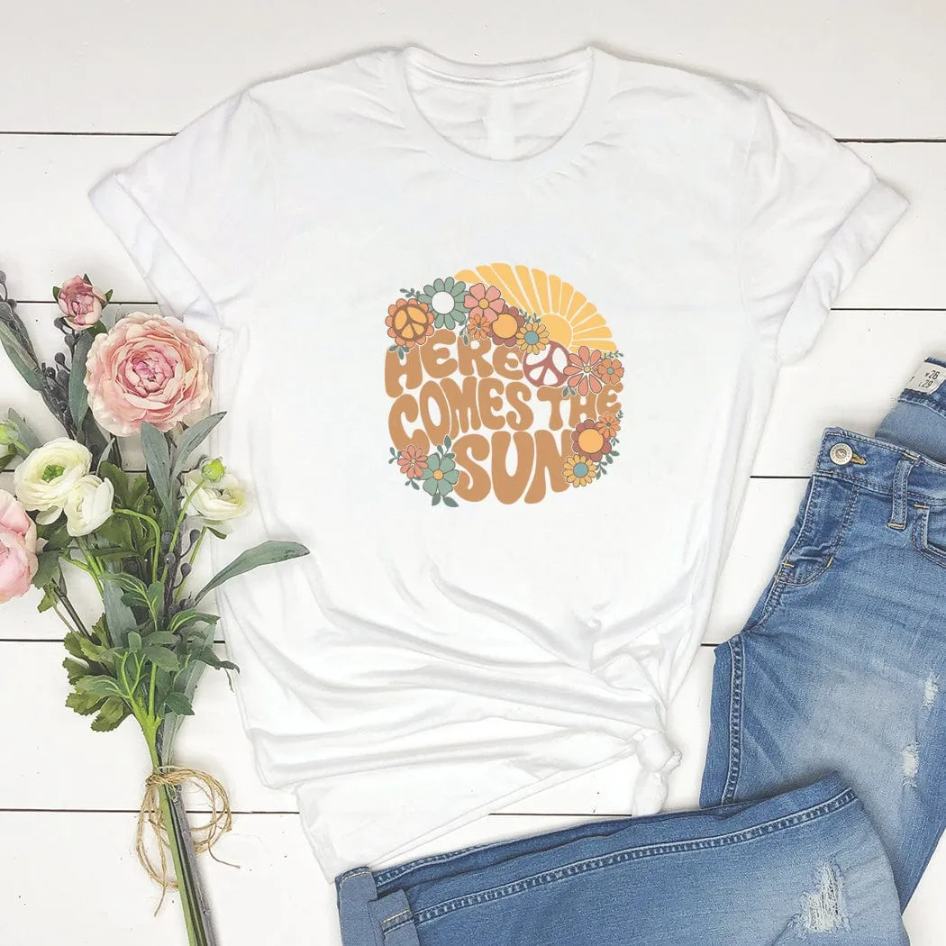 Here Comes The Sun Floral Graphic T-Shirt - SU162