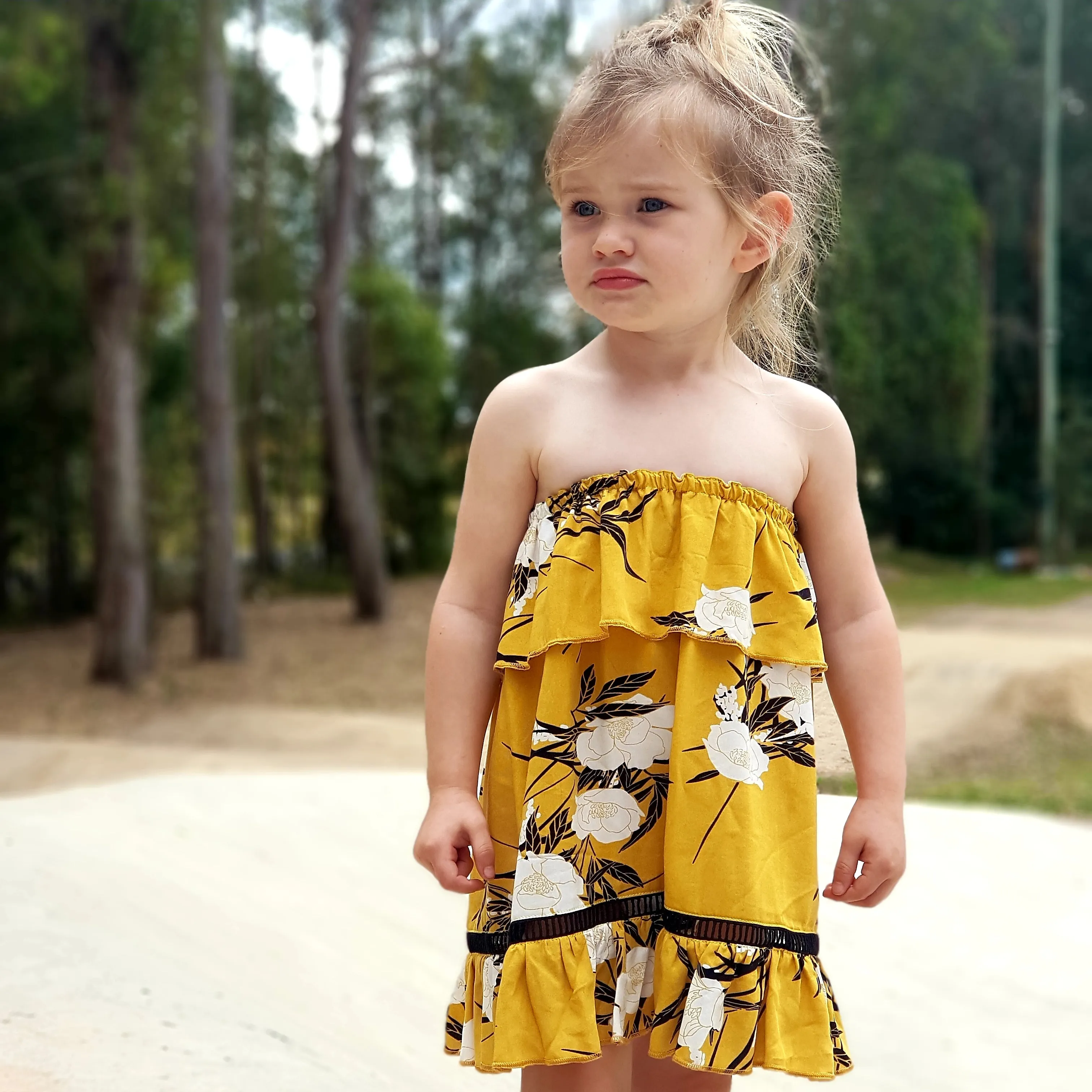 Indigo Summer Dress - Mustard Bloom