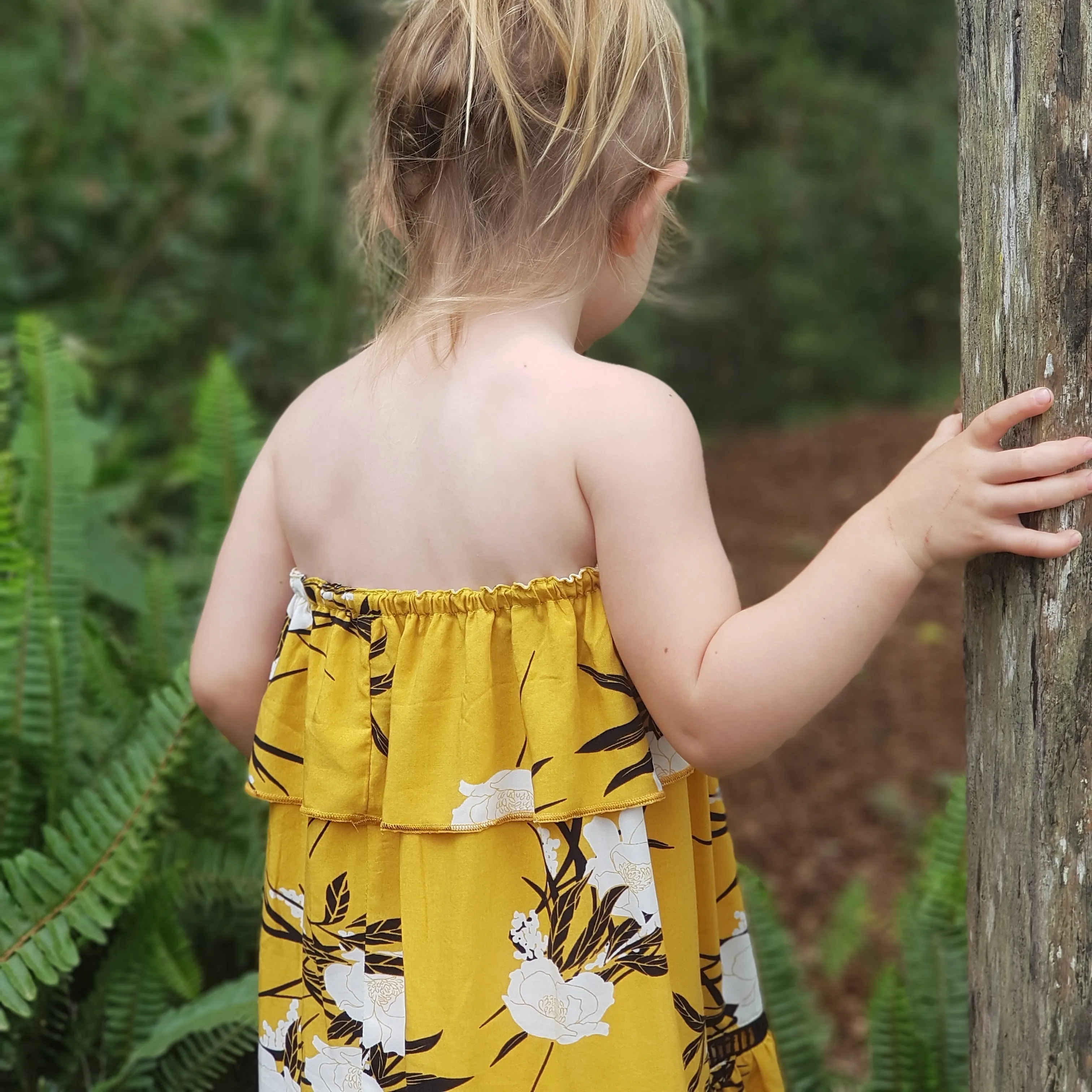 Indigo Summer Dress - Mustard Bloom