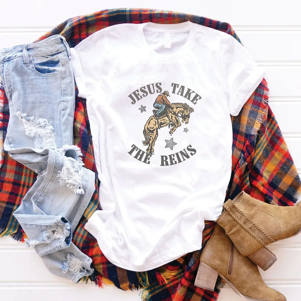 Jesus Take The Reins Western Graphic T-Shirt - WE203