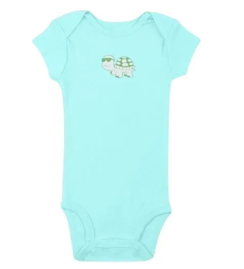 Kaarpas 100% Premium Organic Cotton 2 Piece Hare & Tortoise Print Bodysuit Onesie & Pant Set Blue & Green (KAON1014) (Certified ORGANIC) - 1 Pc (3 To 6 Months)