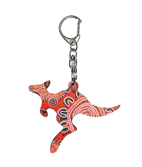 Kangaroo Shape Wooden Keyring (Australian Made) - The Gathering By Nina Wright