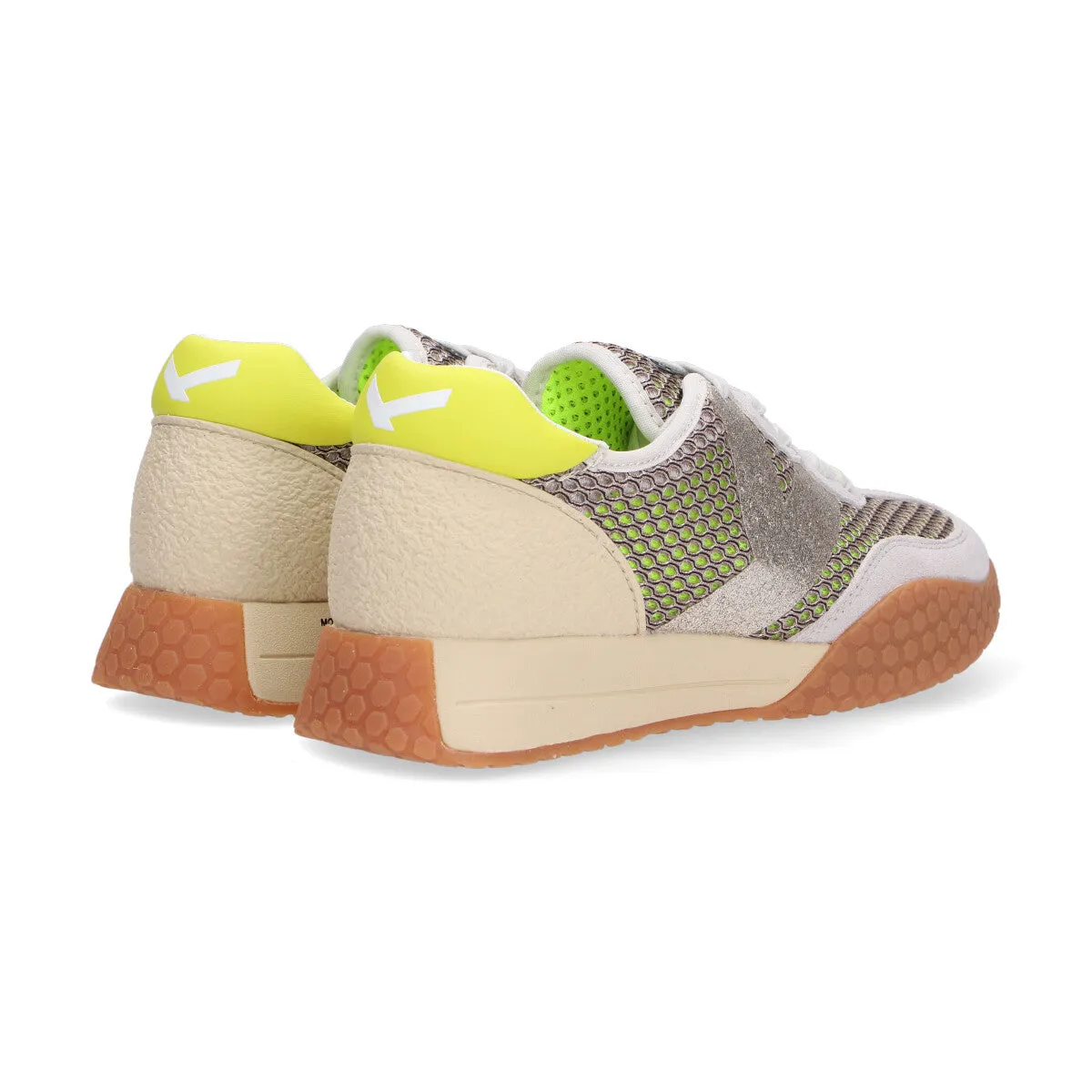 Keh-noo sneaker camoscio rete beige oro lime