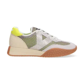 Keh-noo sneaker camoscio rete beige oro lime