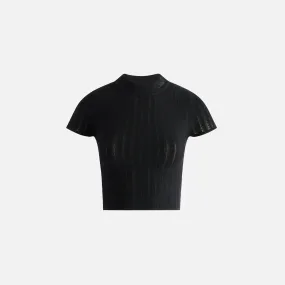 Kith Women Arys Mock Neck Pointelle Knit Tee - Black