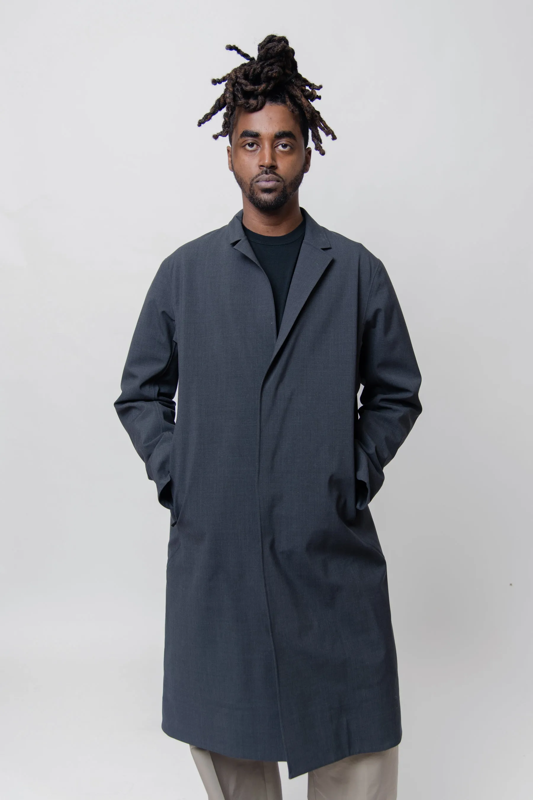 Lenan Insulated Tech Wool Topcoat Black Heather