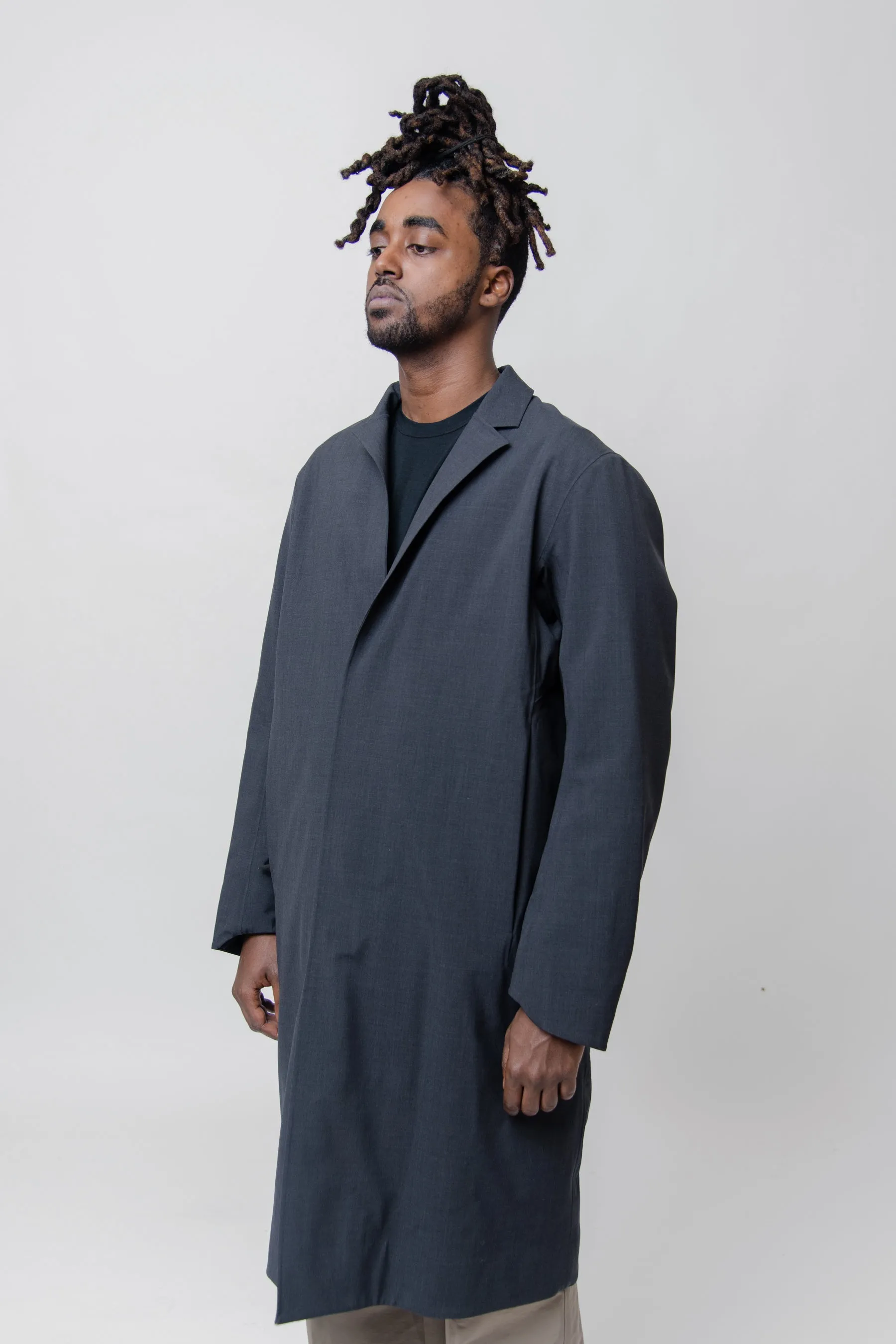 Lenan Insulated Tech Wool Topcoat Black Heather