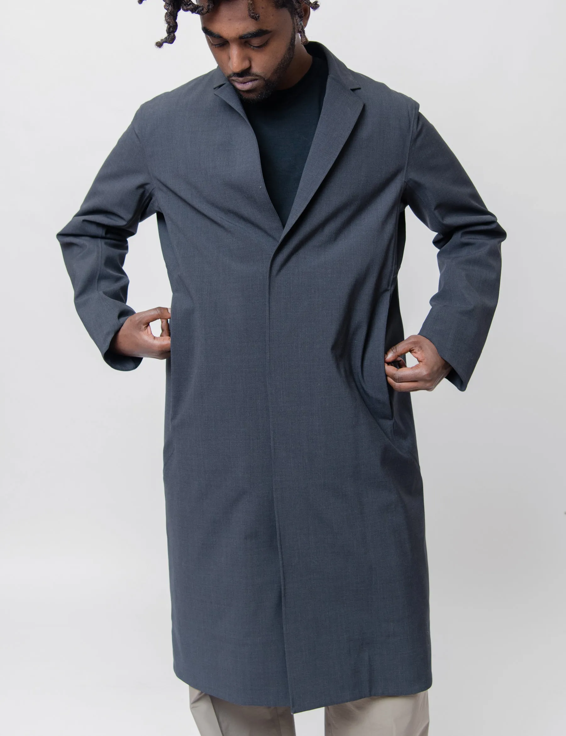 Lenan Insulated Tech Wool Topcoat Black Heather