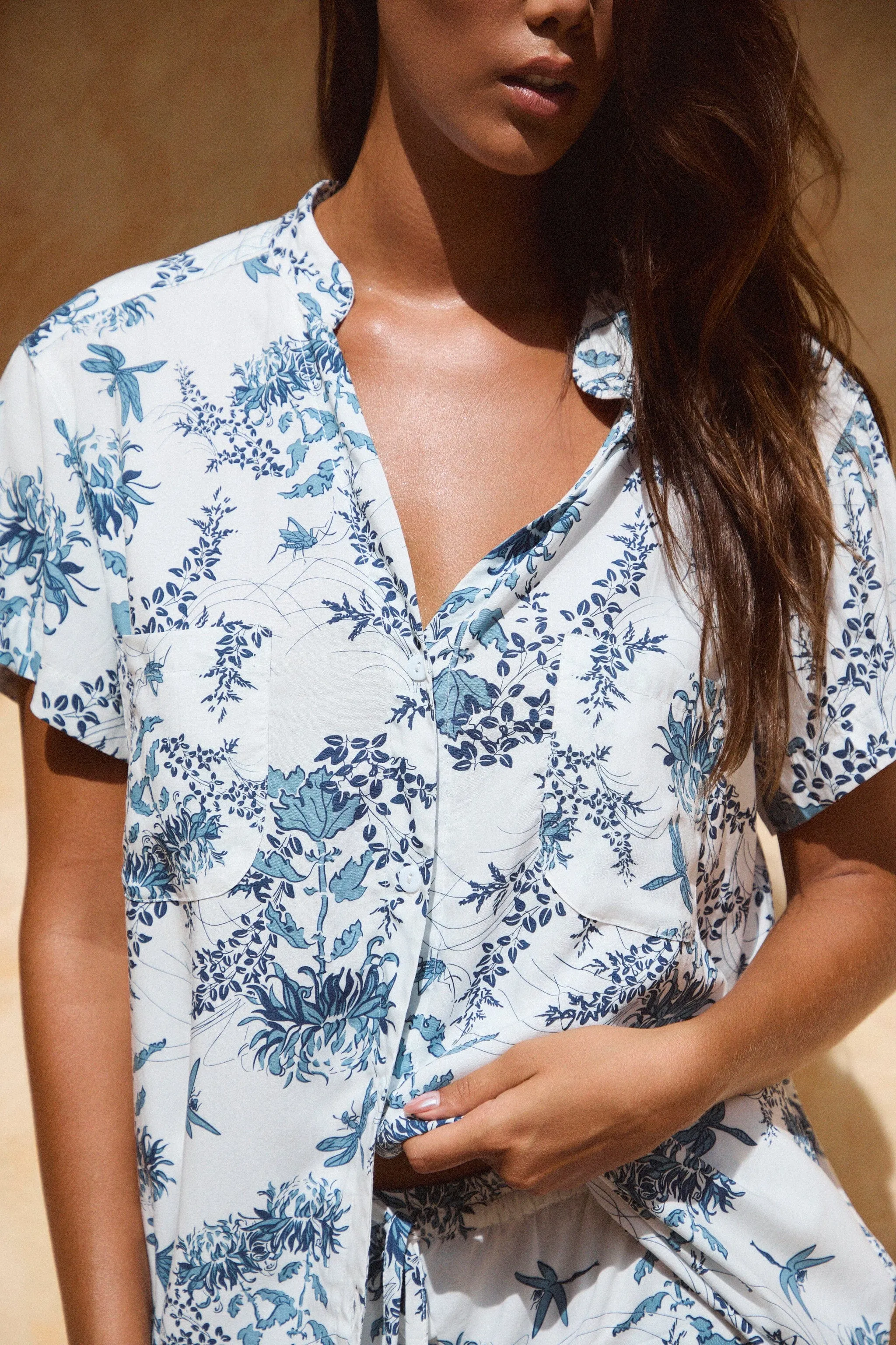 Maggie Pyjama Set - Summer Toile - Aegean Blue