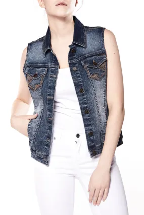 MANDY - Ladies Denim Vest - Light Blue Wash