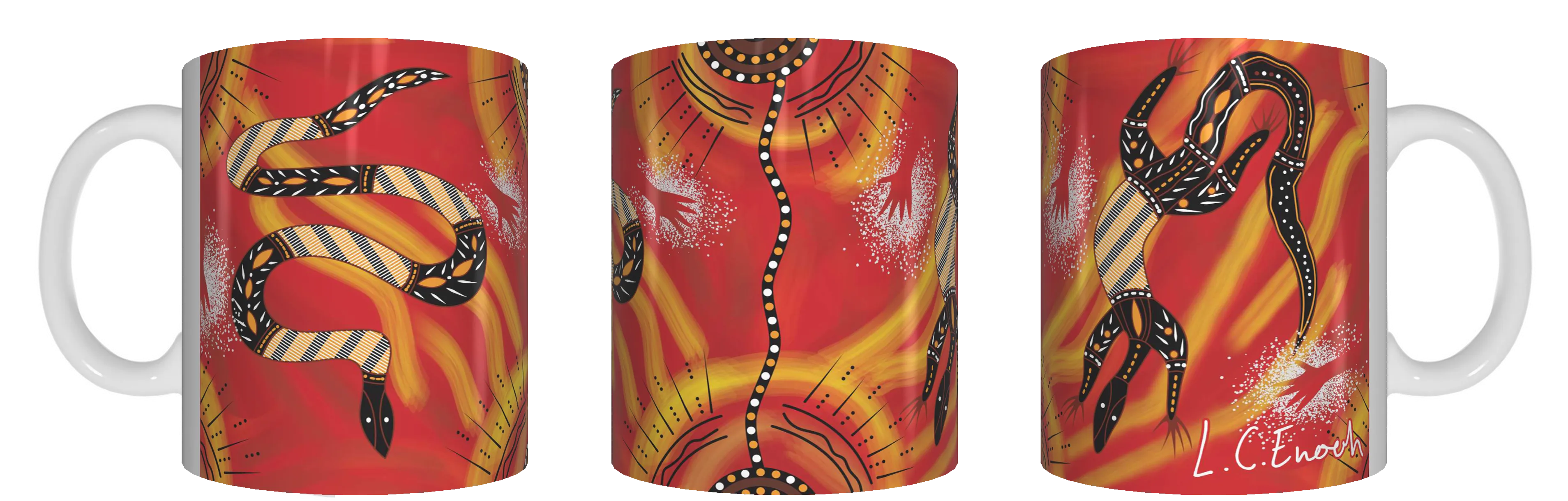 Meeting Place (Fire) - Aboriginal Design Ceramic Mug in Gift Box