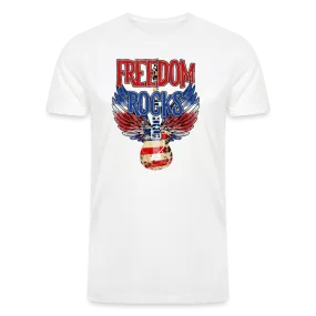 Melodic Freedom: Tri-Blend Men's Organic Shirt with Red, White, and Blue Guitar