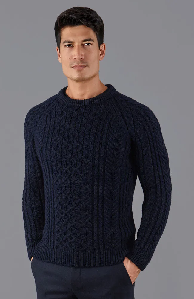 Mens 100% Chunky Merino Wool Fisherman's Jumper