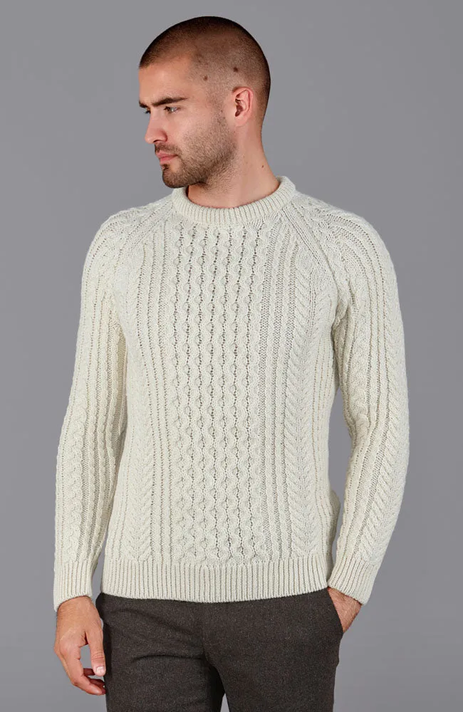 Mens 100% Chunky Merino Wool Fisherman's Jumper