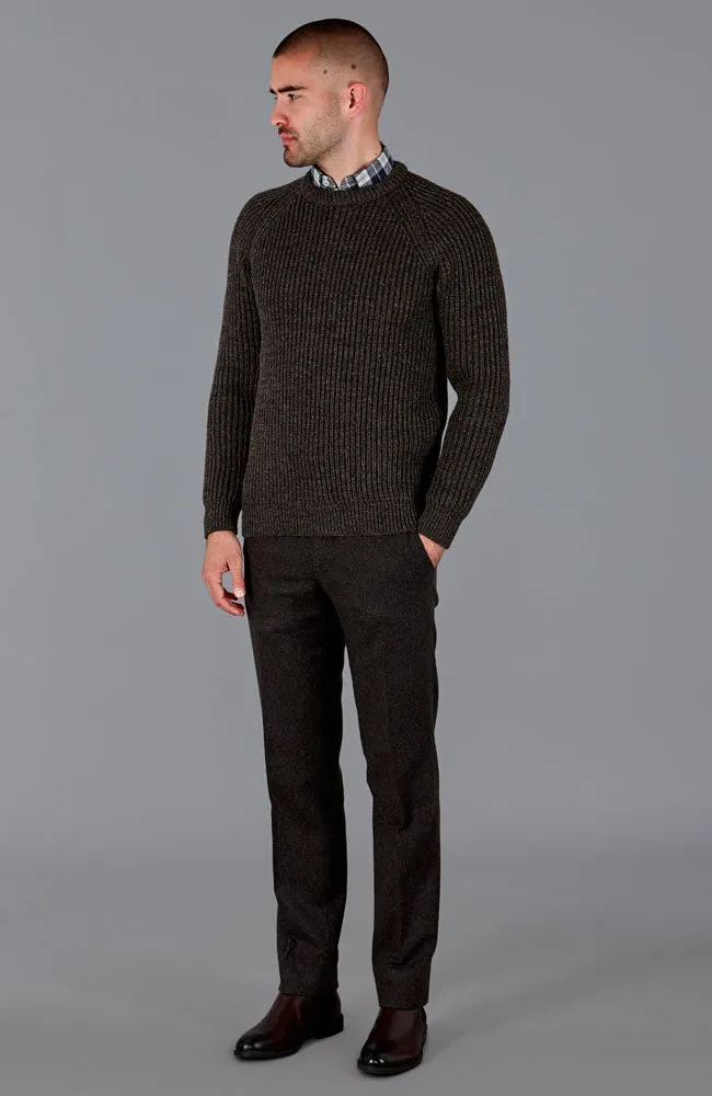 Mens British Wool Heavyweight Ribbed Jumper