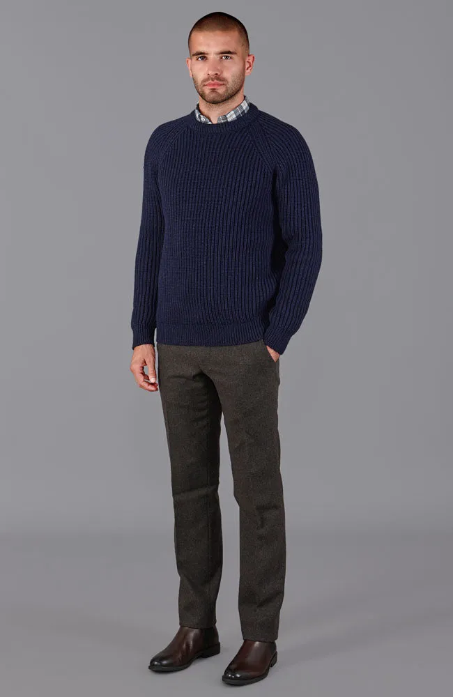 Mens British Wool Heavyweight Ribbed Jumper