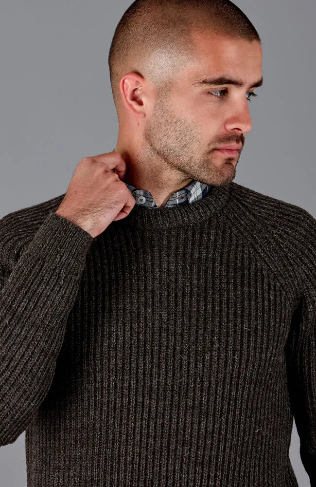 Mens British Wool Heavyweight Ribbed Jumper