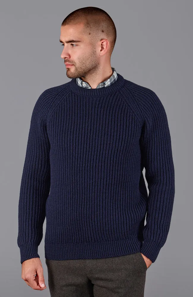 Mens British Wool Heavyweight Ribbed Jumper