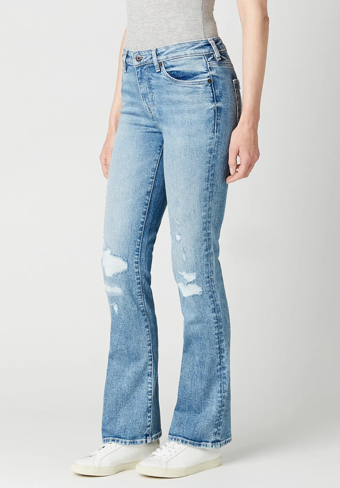 Mid Rise Bootcut Queen Women's Jeans in Worn Blue - BL15841