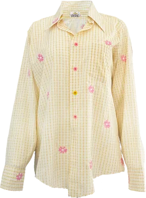 Pink Flowers Button Down