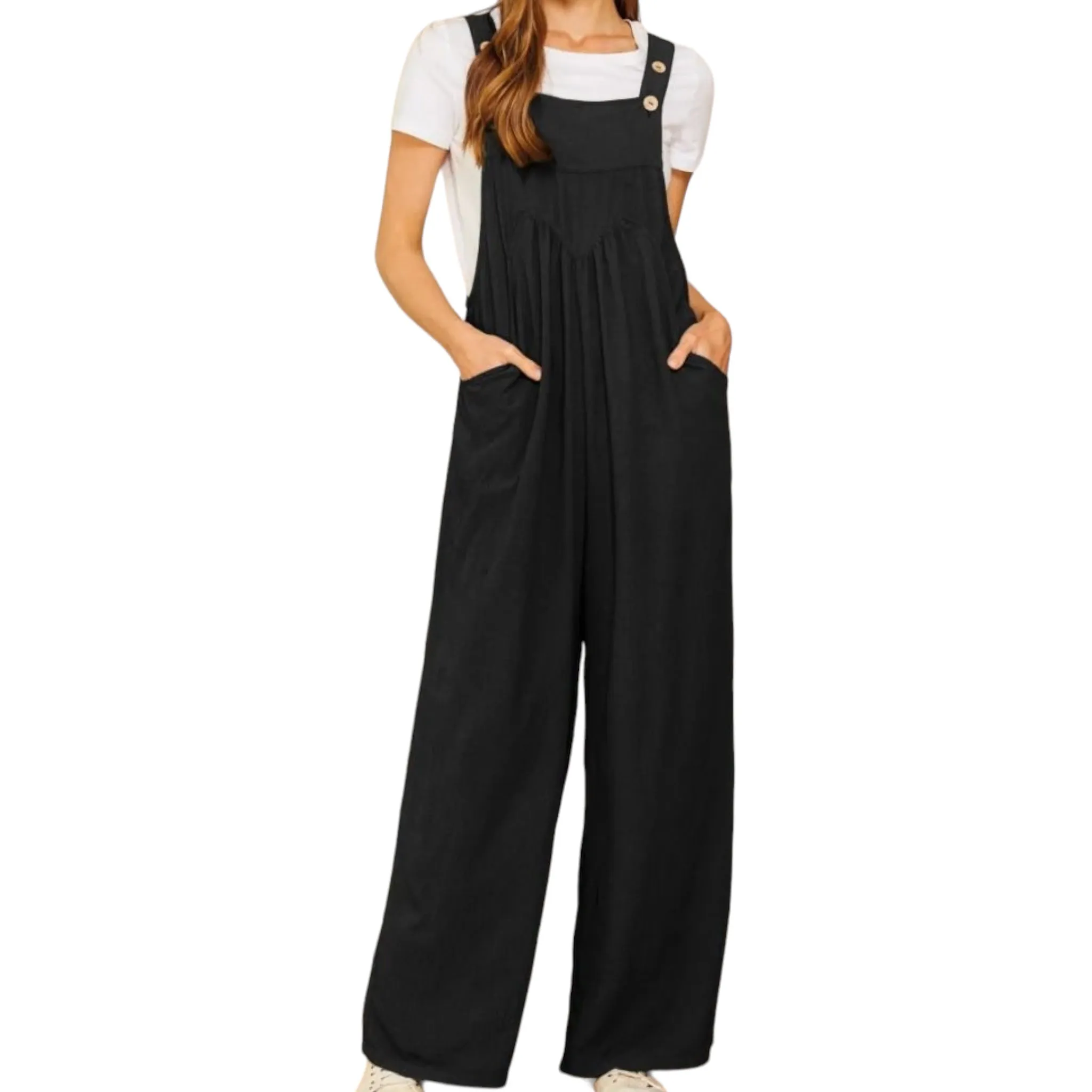 Plus Size Lazy Day Overalls In Black