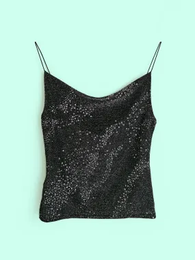 PROMOD Cowl Neck Spaghetti Straps Glitter Top - size M