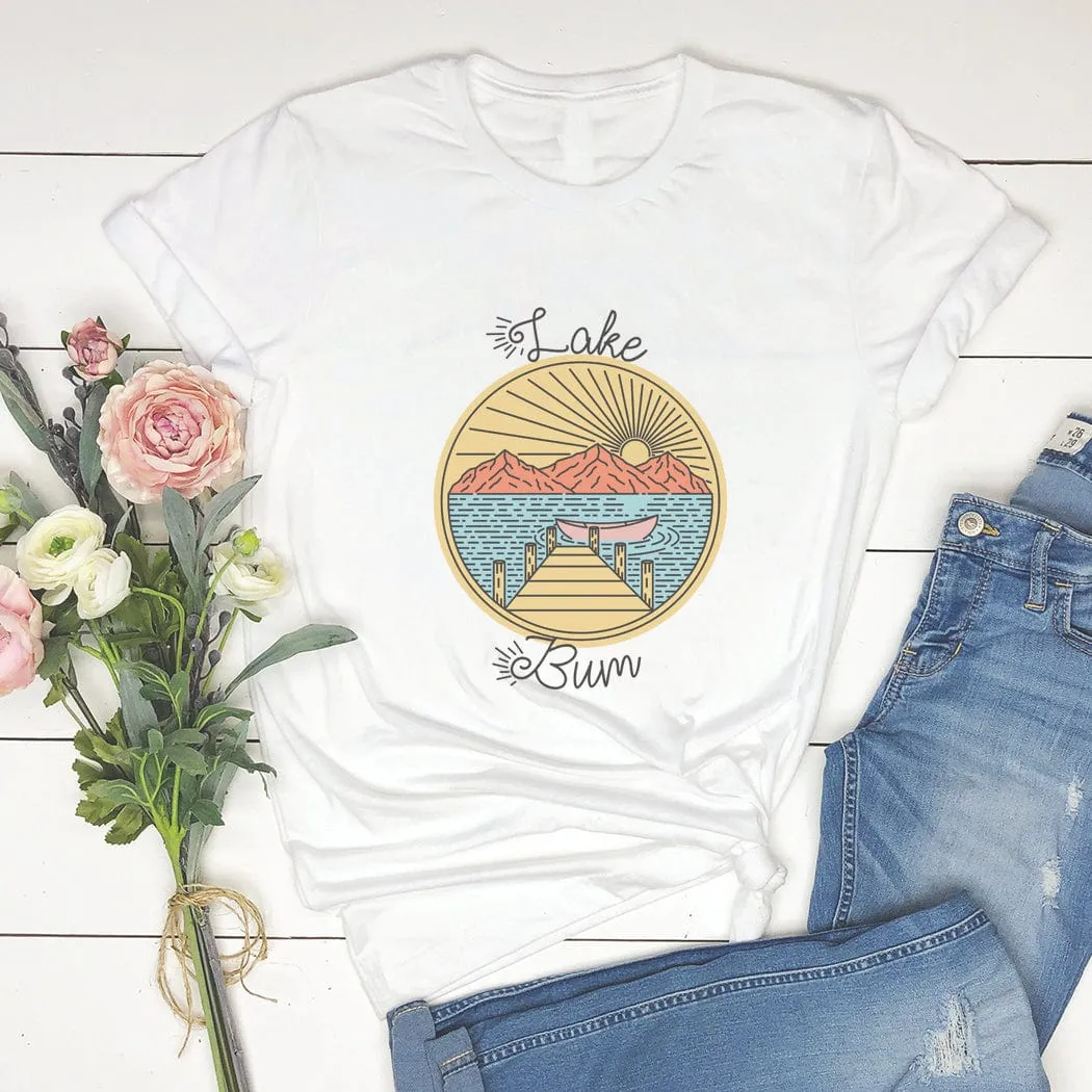 Retro Lake Bum Summer Graphic T-Shirt - SU124