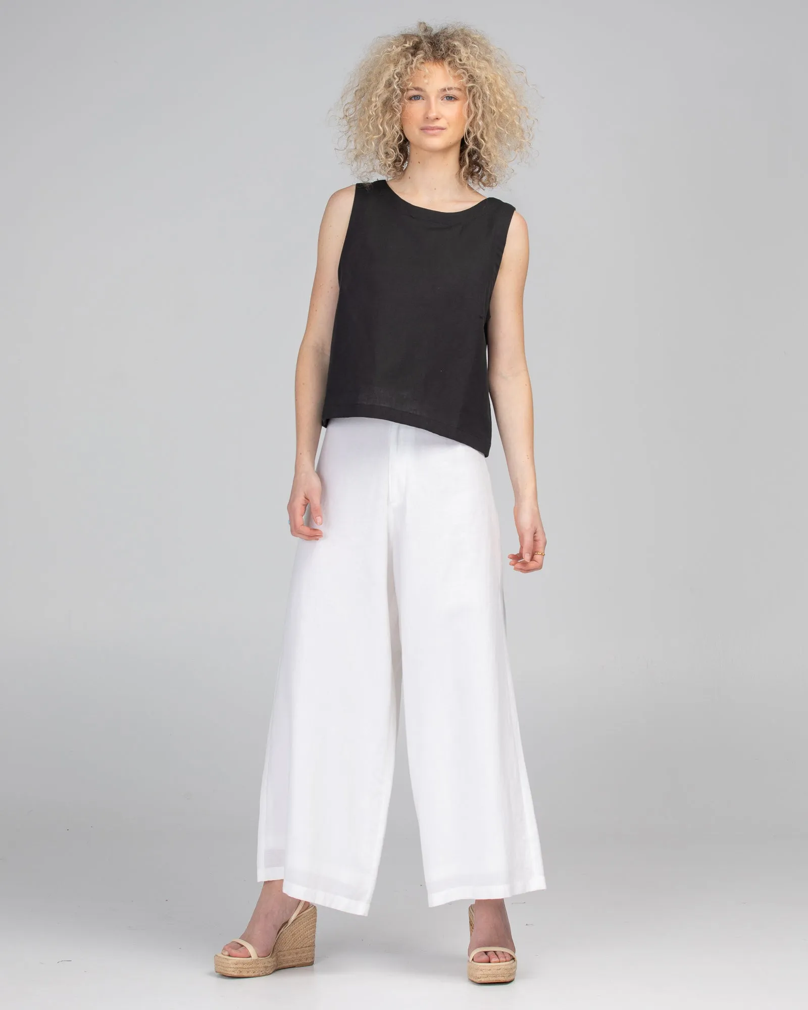 Rose Linen Top - Black