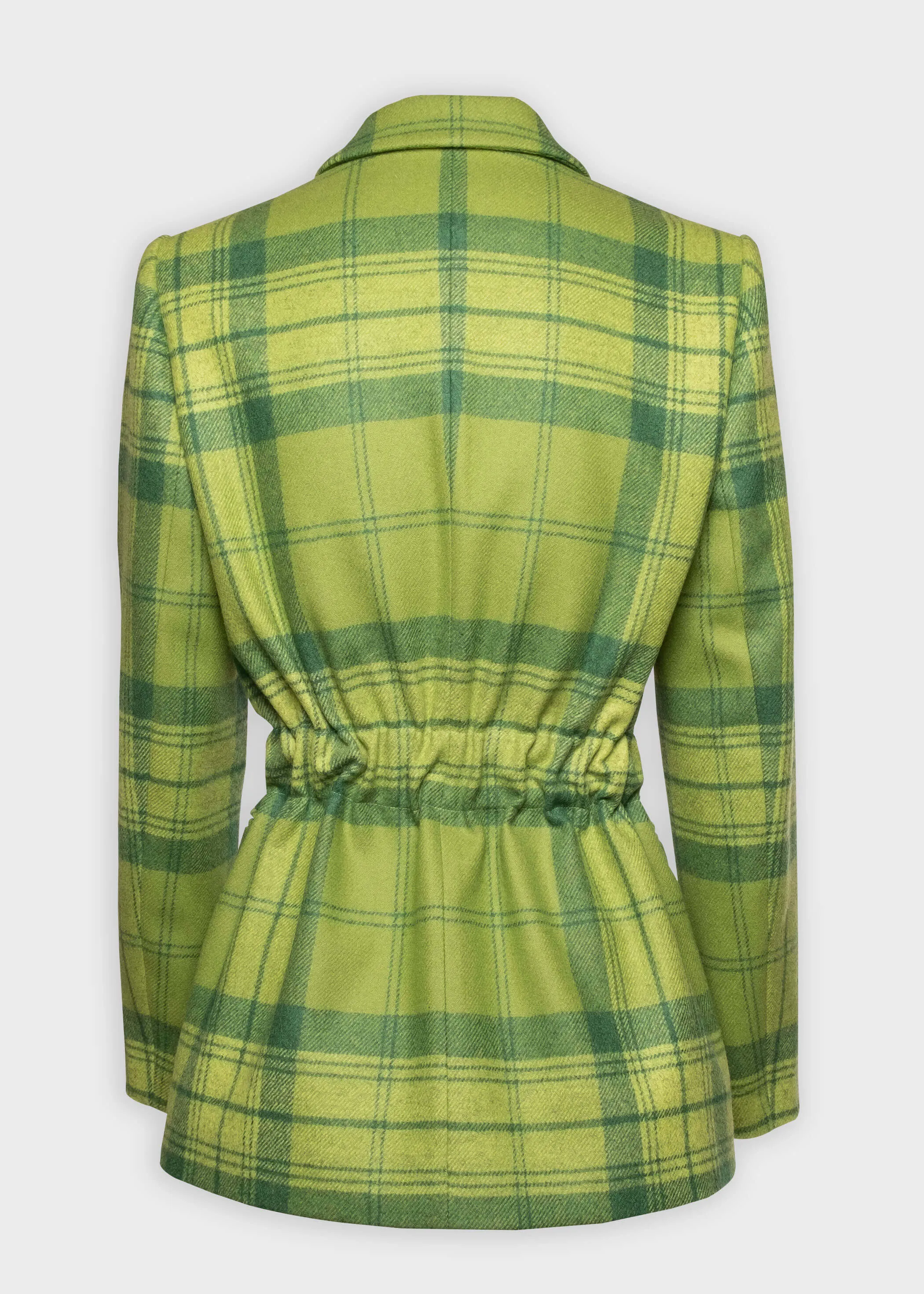 SAARA Fitted Wool Jacket - Checked Green