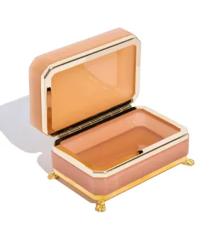 Salmon Pink Rectangle Clawfoot Opaline Glass Box