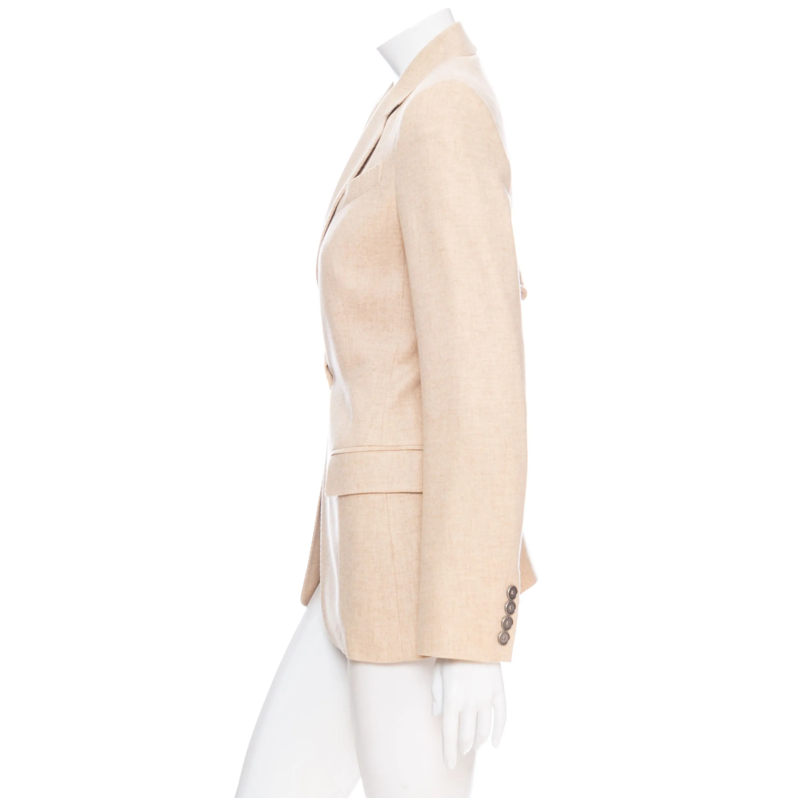 Sand Cashmere Single-Breasted Blazer