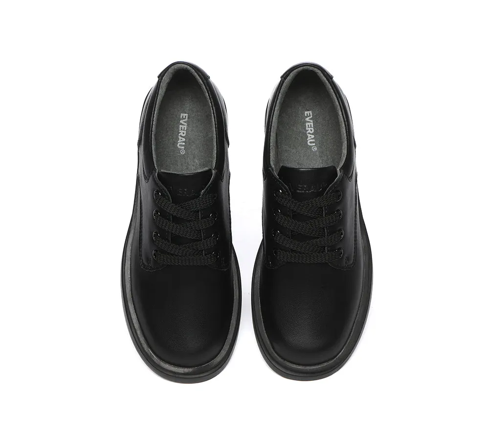 Senior  School Shoes Black Leather Lace Up Large Size Shoes