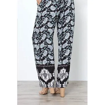 Simply Noelle Lotus Flower Palazzo Pant - Black