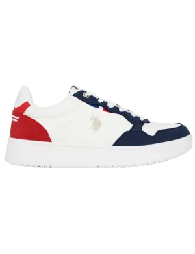 Sneakers uomo in eco pelle vintage bianco e blu