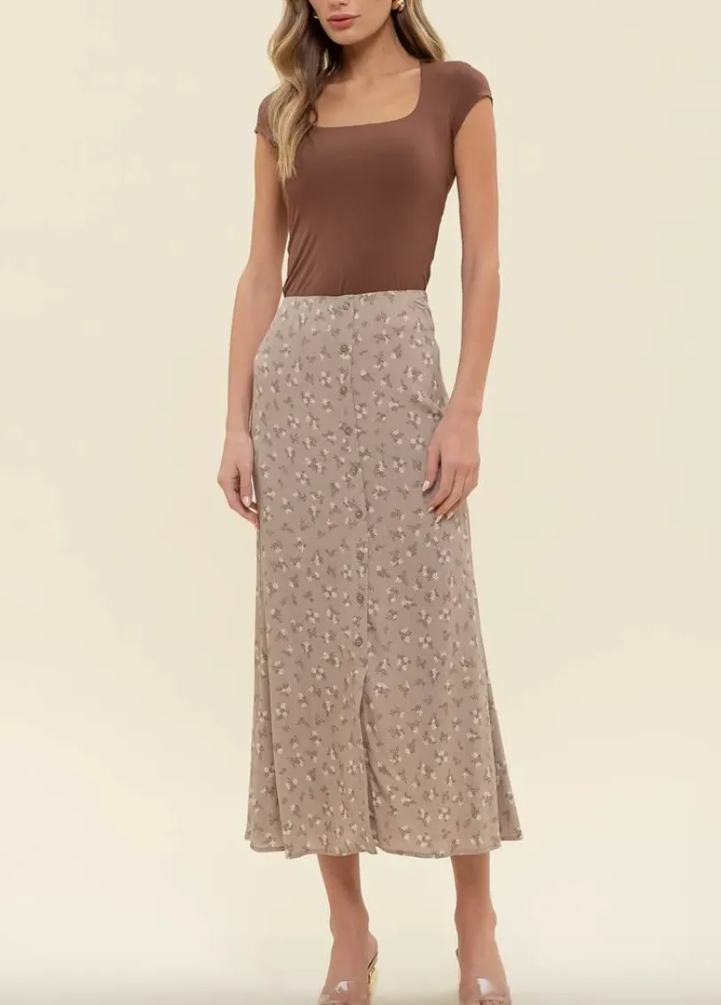 The Caitlan Floral Midi Skirt