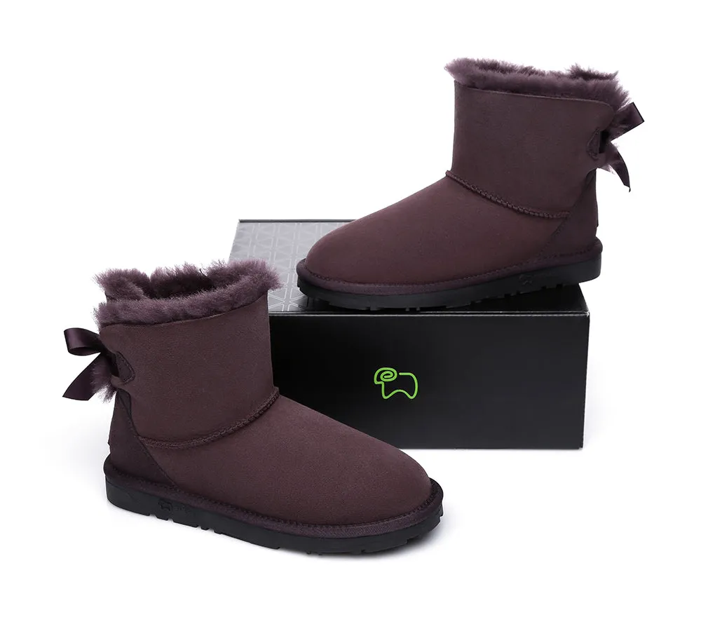 UGG Boots Women Sheepskin Wool Mini Back Single Bow Classic Boots