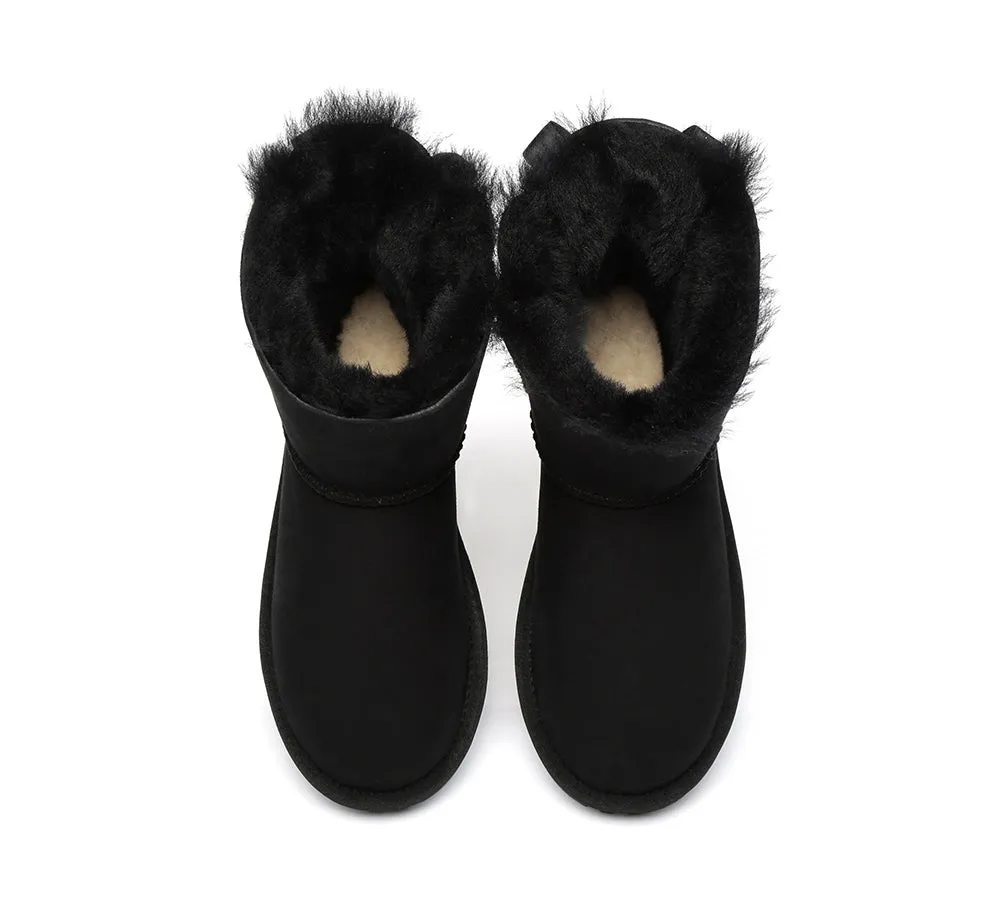 UGG Boots Women Sheepskin Wool Mini Back Single Bow Classic Boots