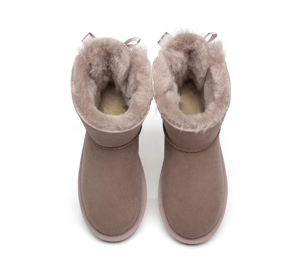 UGG Boots Women Sheepskin Wool Mini Back Single Bow Classic Boots