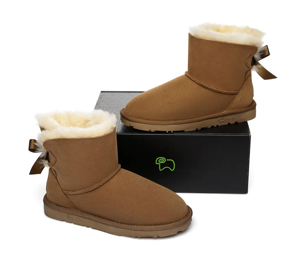 UGG Boots Women Sheepskin Wool Mini Back Single Bow Classic Boots