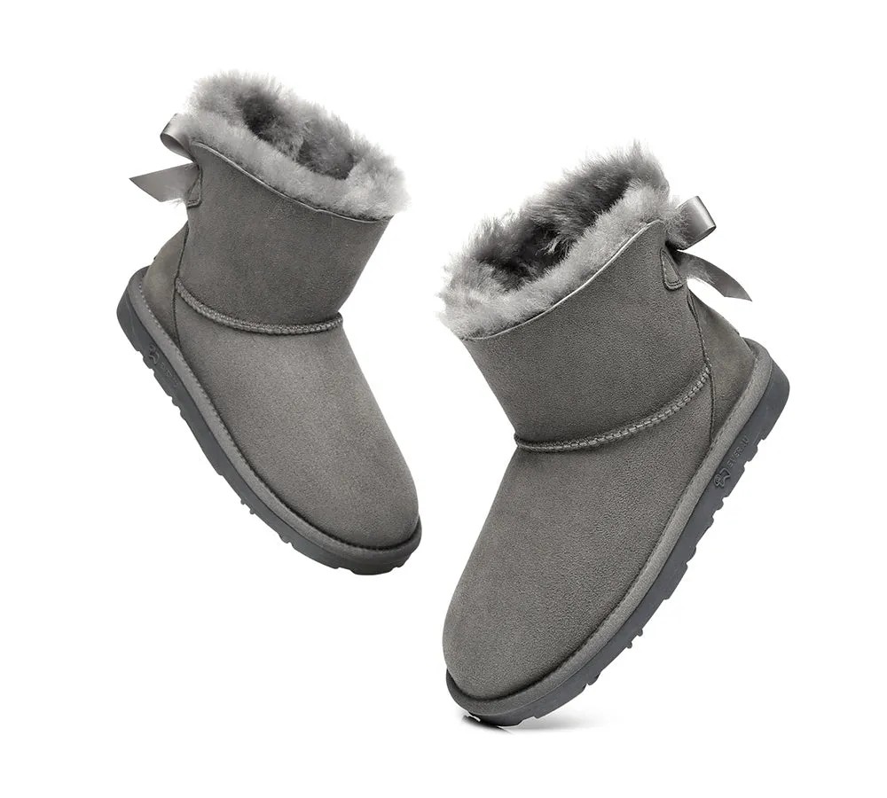 UGG Boots Women Sheepskin Wool Mini Back Single Bow Classic Boots