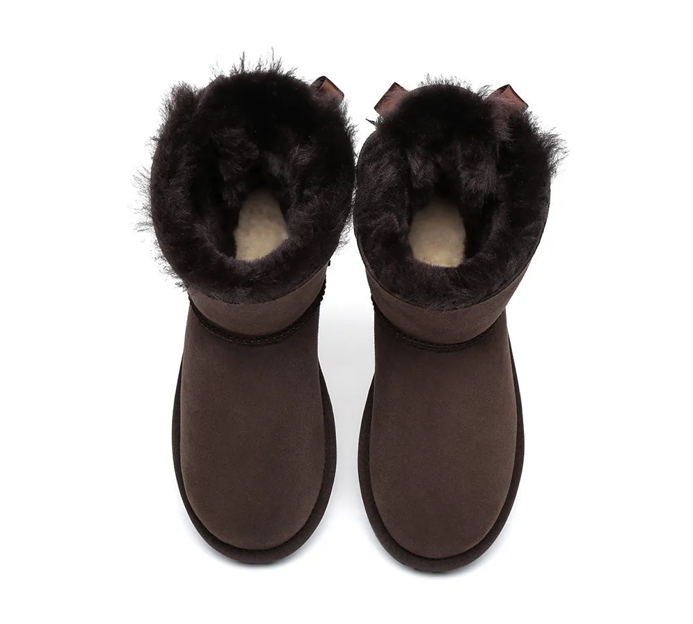 UGG Boots Women Sheepskin Wool Mini Back Single Bow Classic Boots