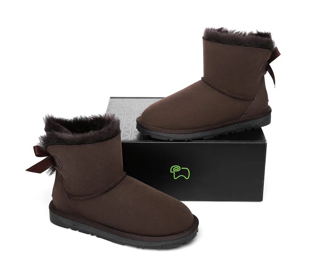 UGG Boots Women Sheepskin Wool Mini Back Single Bow Classic Boots