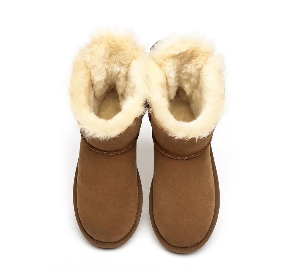 UGG Boots Women Sheepskin Wool Mini Back Single Bow Classic Boots