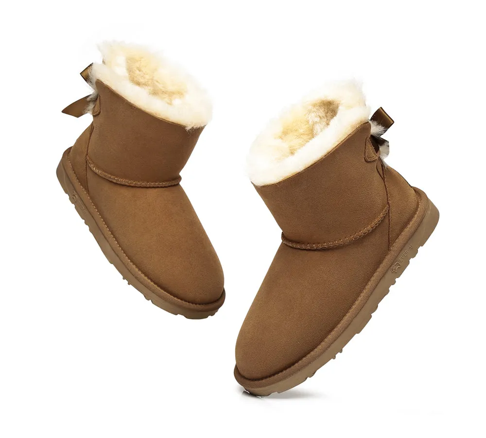 UGG Boots Women Sheepskin Wool Mini Back Single Bow Classic Boots