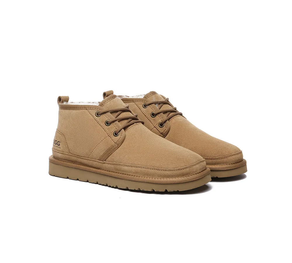 UGG Men Sheepskin Wool Lace Up Ankle Casual Boots Leonard